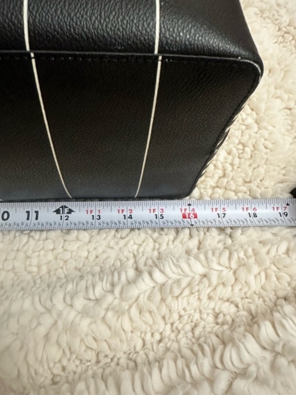 Tory Burch Kerrington Black & White Striped Square Tote - Picture 14 of 16